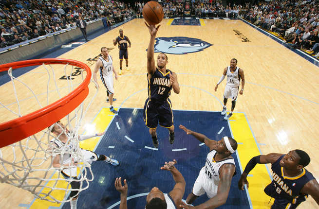 After starting 4-0 with Evan Turner (center), the Pacers have lost six of their last 11 games.